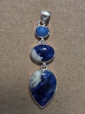 Sterling Silver Blue Sodalite Silver Drop Pendant